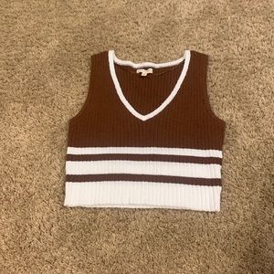 Sweater Crop Top. Pacsun. Small. Brown and White